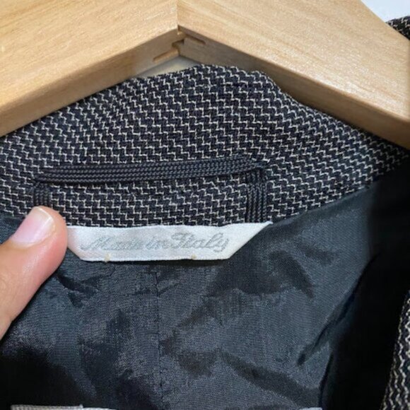 Max Mara Made in Italy Black White Woven Women's Blazer Jacket Size IT42/US8 - Picture 10 of 14